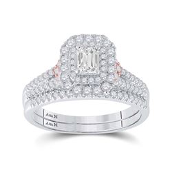 1/3 CTW Emerald Diamond Bridal Wedding Ring 14kt Two-tone Gold - REF-136V4Y