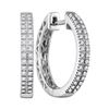 Image 1 : 1/3 CTW Womens Round Diamond Hoop Earrings 10kt White Gold - REF-47N6A