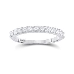 1/2 CTW Womens Round Diamond Single Row Band Ring 14kt White Gold - REF-46T3V