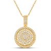 Image 1 : 2 & 1/4 CTW Mens Round Diamond Circle Charm Pendant 14kt Yellow Gold - REF-184F3W