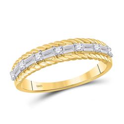 1/3 CTW Womens Baguette Diamond Anniversary Band Ring 14kt Yellow Gold - REF-35A4M