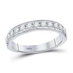 1/2 CTW Womens Round Diamond Single Row Band Ring 14kt White Gold - REF-54H5R
