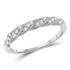 Image 1 : 1/8 CTW Womens Round Diamond Stackable Band Ring 10kt White Gold - REF-19X2T