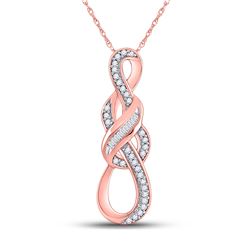 1/6 CTW Womens Round Diamond Knot Fashion Pendant 10kt Rose Gold - REF-15R2X