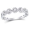Image 1 : 1/3 CTW Womens Round Diamond Halo Solitaire Stackable Band Ring 10kt White Gold - REF-29R9X