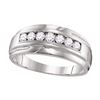 Image 1 : 1/2 CTW Mens Round Diamond Wedding Single Row Band Ring 10kt White Gold - REF-53V7Y