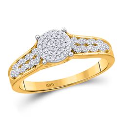 1/5 CTW Round Diamond Cluster Bridal Wedding Engagement Ring 10kt Yellow Gold - REF-23N3A