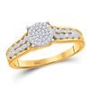 Image 1 : 1/5 CTW Round Diamond Cluster Bridal Wedding Engagement Ring 10kt Yellow Gold - REF-23N3A