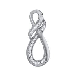 1/10 CTW Womens Round Diamond Twist Fashion Pendant 10kt White Gold - REF-9F5W