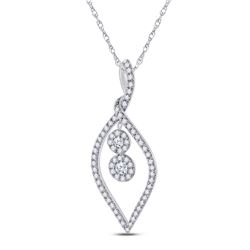 1/4 CTW Womens Round Diamond Fashion Pendant 10kt White Gold - REF-15X2T