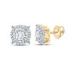 Image 1 : 3/4 CTW Mens Round Diamond Cluster Earrings 10kt Yellow Gold - REF-64V2Y