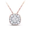 Image 1 : 1/4 CTW Womens Princess Diamond Square Pendant 14kt Rose Gold - REF-21H8R