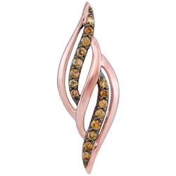 1/5 CTW Womens Round Brown Diamond Fashion Pendant 10kt Rose Gold - REF-17A6M