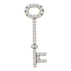 1/2 CTW Womens Round Diamond Slender Oval Key Pendant 14kt Yellow Gold - REF-40T8V