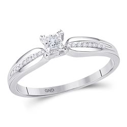 1/6 CTW Womens Princess Diamond Solitaire Promise Ring 10kt White Gold - REF-21A2M