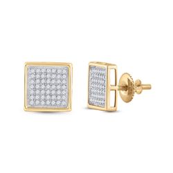 1/3 CTW Womens Round Diamond Square Earrings 10kt Yellow Gold - REF-20Y5N