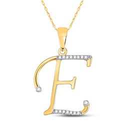 1/12 CTW Womens Round Diamond E Initial Letter Pendant 10kt Yellow Gold - REF-12Y2N