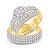Image 1 : 2 & 1/3 CTW His Hers Round Diamond Cluster Matching Wedding Set 14kt Yellow Gold - REF-190R8X