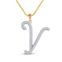 1/6 CTW Womens Round Diamond Initial Y Letter Pendant 10kt Yellow Gold - REF-15A2M