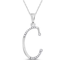 1/12 CTW Womens Round Diamond C Initial Letter Pendant 10kt White Gold - REF-8X3T