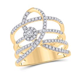 3/4 CTW Womens Round Diamond Loop Fashion Ring 14kt Yellow Gold - REF-120M2F