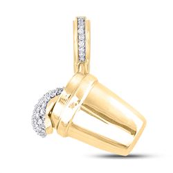 1 CTW Mens Round Diamond Bucket Spill Charm Pendant 10kt Yellow Gold - REF-92M6F