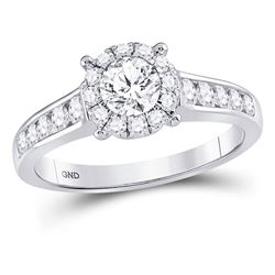 1 CTW Round Diamond Solitaire Bridal Wedding Engagement Ring 14kt White Gold - REF-177X3T