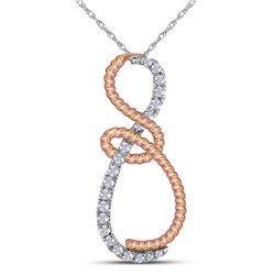 1/4 CTW Womens Round Diamond Rose-tone Rope Infinity Pendant 10kt White Gold - REF-20N5A