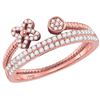 Image 1 : 1/5 CTW Womens Round Diamond Flower Bisected Stackable Band Ring 14kt Rose Gold - REF-36M2F