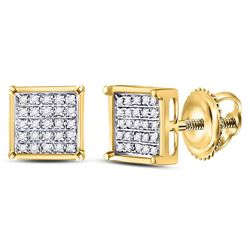 1/6 CTW Womens Round Diamond Square Cluster Earrings 14kt Yellow Gold - REF-19N2A