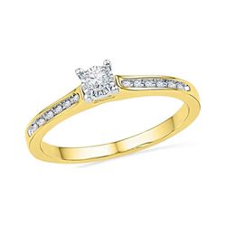 1/10 CTW Round Diamond Solitaire Bridal Wedding Engagement Ring 10kt Yellow Gold - REF-19A6M