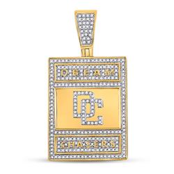 3/4 CTW Mens Round Diamond Dream Chasers Charm Pendant 10kt Yellow Gold - REF-91W3H