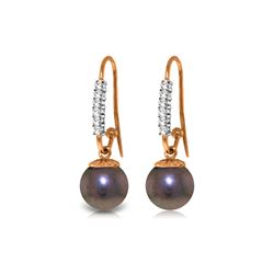 Genuine 8.18 ctw Pearl & Diamond Earrings 14KT Rose Gold - REF-37W6Y