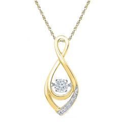 1/20 CTW Womens Round Diamond Moving Twinkle Solitaire Teardrop Pendant 10kt Yellow Gold - REF-11Y6N