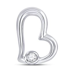 0.01 CTW Womens Round Diamond Outline Heart Pendant 10kt White Gold - REF-6A2M