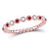 Image 1 : 1/6 CTW Womens Round Ruby Diamond Beaded Dot Stackable Band Ring 10kt Rose Gold - REF-16R4X