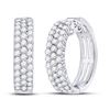 Image 1 : 1 & 1/2 CTW Womens Round Diamond Hoop Earrings 10kt White Gold - REF-103A6M