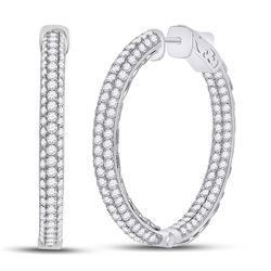5 CTW Womens Round Diamond In Out Hoop Earrings 14kt White Gold - REF-388A5M