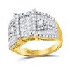 Image 1 : 2 CTW Womens Princess Diamond Rectangle Cluster Ring 14kt Yellow Gold - REF-204R5X
