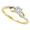Image 1 : 1/10 CTW Womens Round Diamond Cluster Promise Ring 10kt Yellow Gold - REF-13R5X
