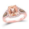 Image 1 : 1/2 CTW Womens Cushion Morganite Diamond Solitaire Ring 14kt Rose Gold - REF-88H5R