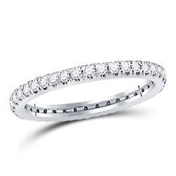 1/2 CTW Womens Round Diamond Eternity Wedding Band Ring 10kt White Gold - REF-34F3W