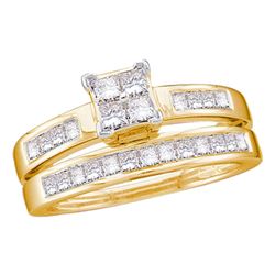 1 CTW Princess Diamond Bridal Wedding Ring 14kt Yellow Gold - REF-99V5Y