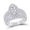 Image 1 : 1 & 3/4 CTW Womens Round Diamond Marquise-shape Cluster Ring 14kt White Gold - REF-146M6F
