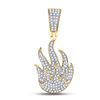 Image 1 : 3/8 CTW Mens Round Diamond Flame Fire Charm Pendant 10kt Yellow Gold - REF-43R5X