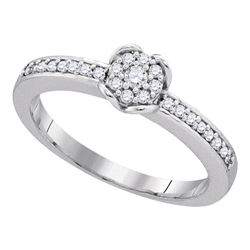 1/5 CTW Womens Round Diamond Cluster Ring 10kt White Gold - REF-23N3A