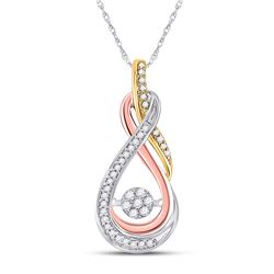 1/6 CTW Womens Round Diamond Oval Moving Twinkle Pendant 10kt Tri-Tone Gold - REF-23T3V