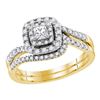 Image 1 : 1/2 CTW Princess Diamond Bridal Wedding Ring 14kt Yellow Gold - REF-71V6Y