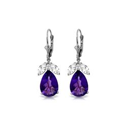 Genuine 13 ctw Amethyst & White Topaz Earrings 14KT White Gold - REF-61Y2F