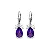 Genuine 13 ctw Amethyst & White Topaz Earrings 14KT White Gold - REF-61Y2F